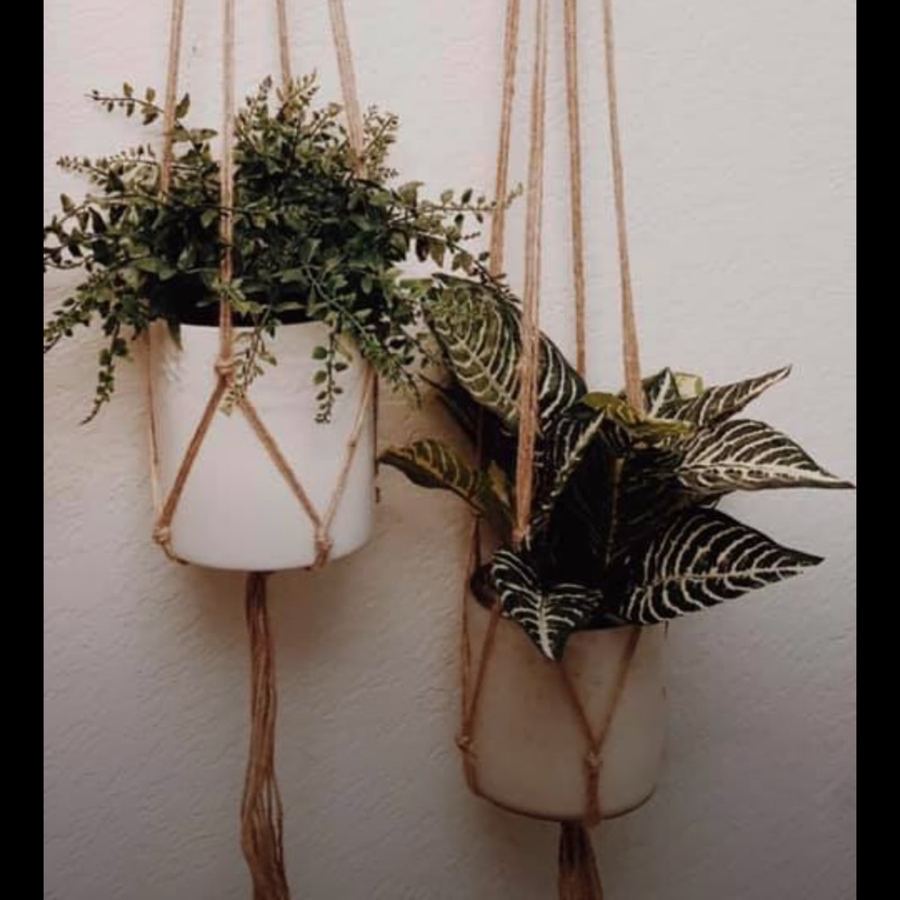 2 PACK Jute Rope Macrame Plant Hangers - Handmade